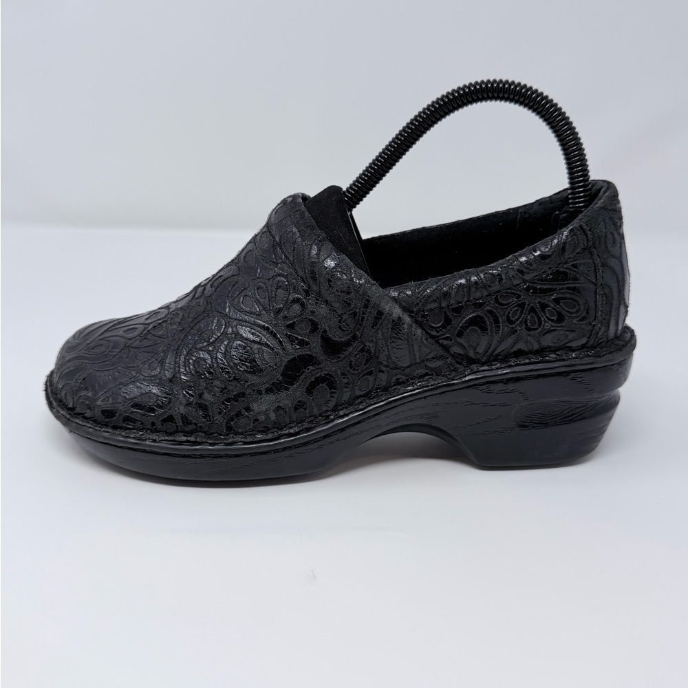 BOC Born Concept Leather Clogs Black Tooled Slip On Comfort Shoes Size 7M - Picture 5 of 14